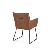 Set 2 scaune dining otel negru piele ecologica coniac Evelyn 64x60x88h