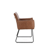 Set 2 scaune dining otel negru piele ecologica coniac Evelyn 64x60x88h