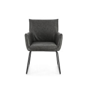 Set 2 scaune dining otel negru piele ecologica gri charcoal Evelyn 64x60x88h
