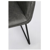 Set 2 scaune dining otel negru piele ecologica gri charcoal Evelyn 64x60x88h