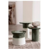 Masuta cafea ceramica alba verde Baraki Ø37,5x30h