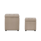 Set 2 tabureti textil taupe Derrick 35x35x35 cm; 45x45x45 cm
