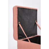 Set bancuta, 2 tabureti textil roz blush Derrick 40x40x40 cm; 89x48x51 cm