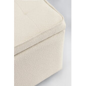 Set bancuta, 2 tabureti textil alb Derrick 40x40x40 cm; 89x48x51 cm