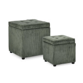 Set 2 tabureti textil verde Dylan 35x35x35 cm; 45x45x45 cm