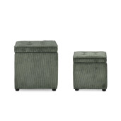 Set 2 tabureti textil verde Dylan 35x35x35 cm; 45x45x45 cm