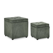 Set 2 tabureti textil verde Dylan 35x35x35 cm; 45x45x45 cm