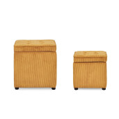 Set 2 tabureti textil ocru Dylan 35x35x35 cm; 45x45x45 cm