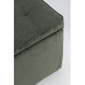Set bancuta, 2 tabureti textil verde Derrick 40x40x40 cm; 89x48x51 cm