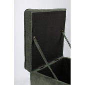 Set bancuta, 2 tabureti textil verde Derrick 40x40x40 cm; 89x48x51 cm