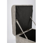 Set bancuta, 2 tabureti textil gri Dylan 40x40x40 cm; 89x48x51 cm