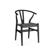 Scaun lemn negru textil gri Artas 49x42x78h