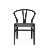 Scaun lemn negru textil gri Artas 49x42x78h