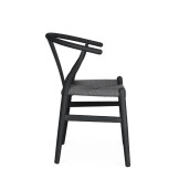 Scaun lemn negru textil gri Artas 49x42x78h