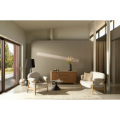 Fotoliu lemn maro textil natur Calista 83x80x84h