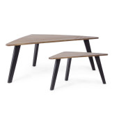 Set 2 masute lemn blat maro picioare negre Emira 85 cm x 45 cm x 40 h; 130 cm x 65 cm x 45 h