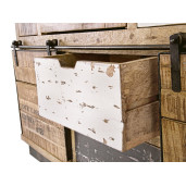 Comoda 7 sertare si 2 usi mobile din lemn mango Tudor 125 cm x 37 cm x 80 h