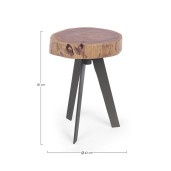 Masuta de cafea cu picioare din fier negru si blat lemn maro Aron Ø 32 cm x 39 h