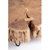 Masuta cafea cu picioare fier negru blat lemn natur Eneas 90 cm x 90 cm x 30 h 