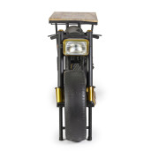 Consola tip Bar model Motocicleta din fier negru si lemn natur 183 cm x 44 cm x 86 h