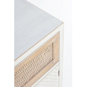 Comoda 1 sertar si 2 usi din lemn alb cu rattan natur Clotilde 65 cm x 31.5 cm x 77.5 h