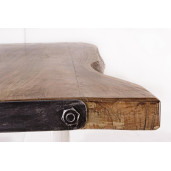 Masa cu picioare din inox si blat lemn maro Osbert 220 cm x 100 cm x 78 h