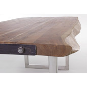 Masa cu picioare din inox si blat lemn maro Osbert 180 cm x 90 cm x 77 h