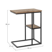 Masuta de cafea cu polita din fier cu blat lemn mango Walton 46 cm x 31 cm x 58 h