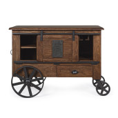 Bar mobil din lemn maro Jupiter 122 cm x 58 cm x 89 h