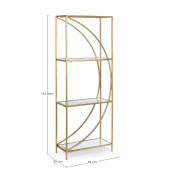 Raft din fier auriu cu 3 polite sticla Elenor 56 cm x 25 cm x 151.5 h