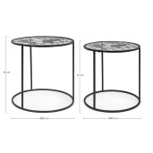 Set 2 masute otel sticla negru World 40x41 cm; 45x45 cm