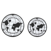Set 2 masute otel sticla negru World 40x41 cm; 45x45 cm
