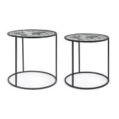 Set 2 masute otel sticla negru World 40x41 cm; 45x45 cm
