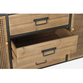 Comoda 3 sertare si 2 usi din lemn natur si fier negru Elton 145 cm x 45 cm x 78.5 h