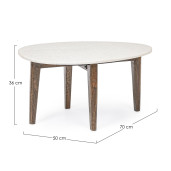 Masuta de cafea cu picioare din lemn mango maro si blat marmura Sylvester 70x50x36 cm