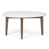 Masuta de cafea cu picioare din lemn mango maro si blat marmura Sylvester 70x50x36 cm