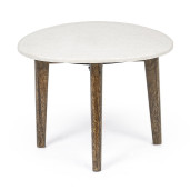 Masuta de cafea cu picioare din lemn mango maro si blat marmura Sylvester 70x50x36 cm