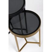 Set 2 masute otel sticla Yamir Ø35x48h; ø40x56h