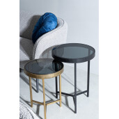 Set 2 masute otel sticla Yamir Ø35x48h; ø40x56h