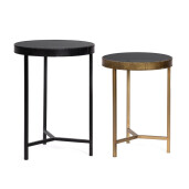 Set 2 masute otel sticla Yamir Ø35x48h; ø40x56h