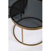 Set 2 masute otel negru auriu sticla Yamir 60x45 cm; 75x50 cm