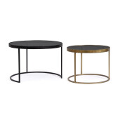Set 2 masute otel negru auriu sticla Yamir 60x45 cm; 75x50 cm