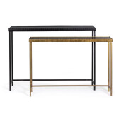 Set 2 console otel negru auriu sticla Yamir 97x22x69 cm; 107x26x79 cm