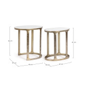 Set 2 masute aluminiu auriu marmura Janira 47x32x51 cm; 55x39x56 cm