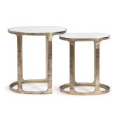 Set 2 masute aluminiu auriu marmura Janira 47x32x51 cm; 55x39x56 cm