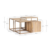Set 4 masute Jaidev 38x38x36 cm; 42x42x39 cm; 46x46x42 cm; 50x50x45 cm