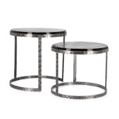 Set 2 masute otel argintiu negru sticla Zayla 39x36 cm; 46x45 cm