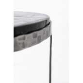 Set 2 masute otel argintiu negru sticla Zayla 39x36 cm; 46x45 cm