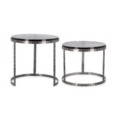 Set 2 masute otel argintiu negru sticla Zayla 39x36 cm; 46x45 cm