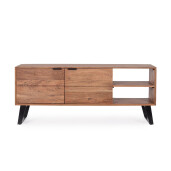 Comoda TV otel negru lemn maro Isar 145x40x60 cm